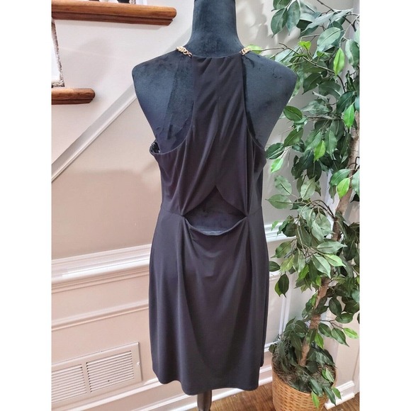 Laundry by Shelli Segal LBD Cocktail Dress Black Chain Straps Cut Out Size 10 - Picture 7 of 12